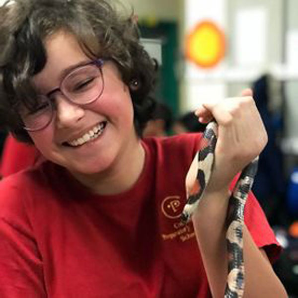 lady holding a snake